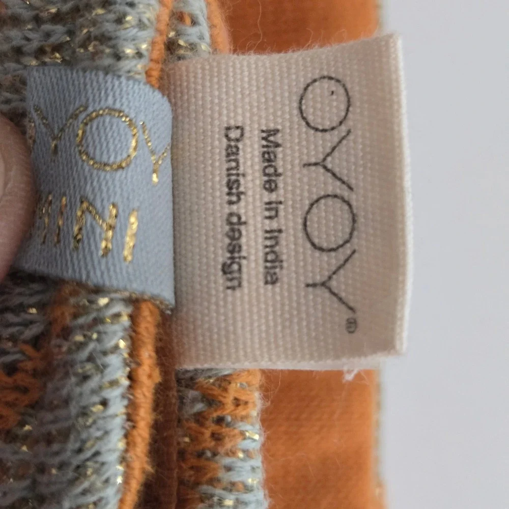 OYOY Mini Kids Knit‎ Crown Headband Grey Caramel Gold Stripe Lurex Dress Up